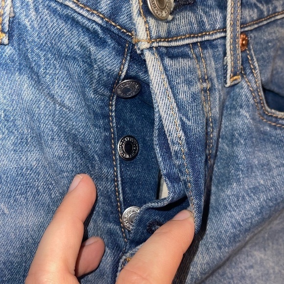 LEVI’S Wedgie High Rise Straight Leg Rigid Denim Jeans Premium Blue 28 - Picture 11 of 12